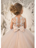 Beaded Light Blue Lace Tulle Chic Flower Girl Dress